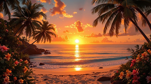 Free Tropical Sunset illustration and picture
