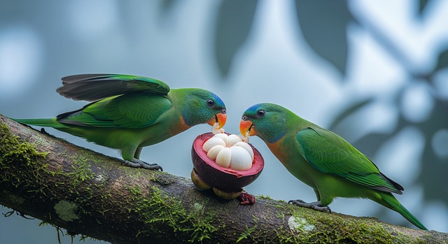 Free ai generated green feathers close-up illustration