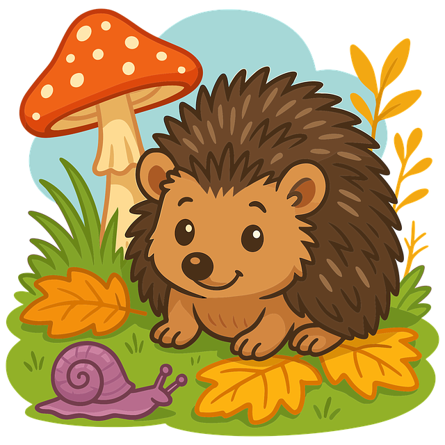 Free ai generated hedgehog mushroom vector