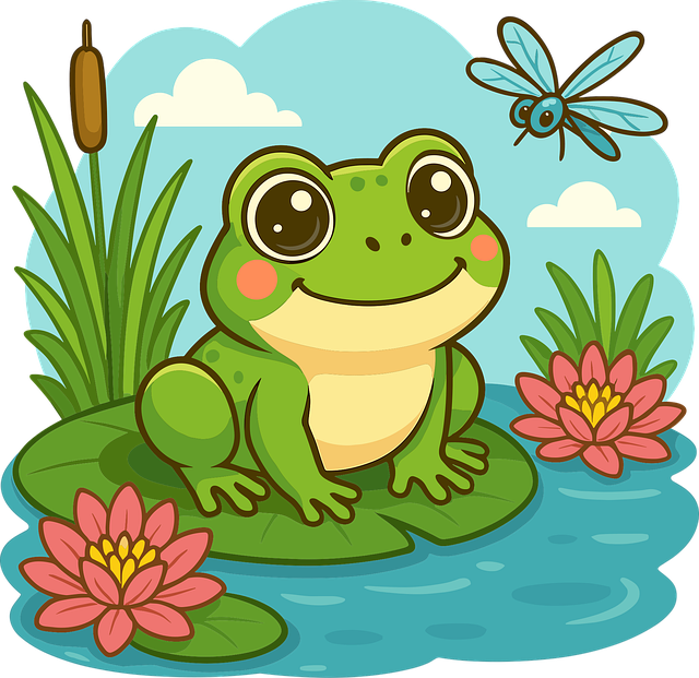 Free ai generated frog pond illustration