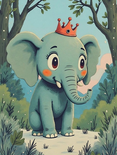 Free ai generated baby elephant forest illustration