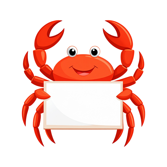 Free cartoon crab png waving crab vector crab holding sign illustration