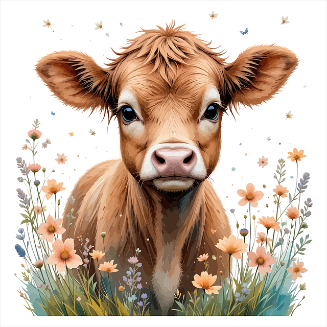 Free cow highland calf illustration