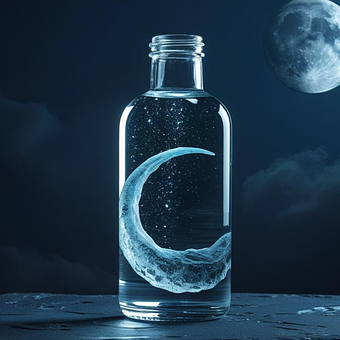 Mond, Wasser, Flasche, Glas, Magie