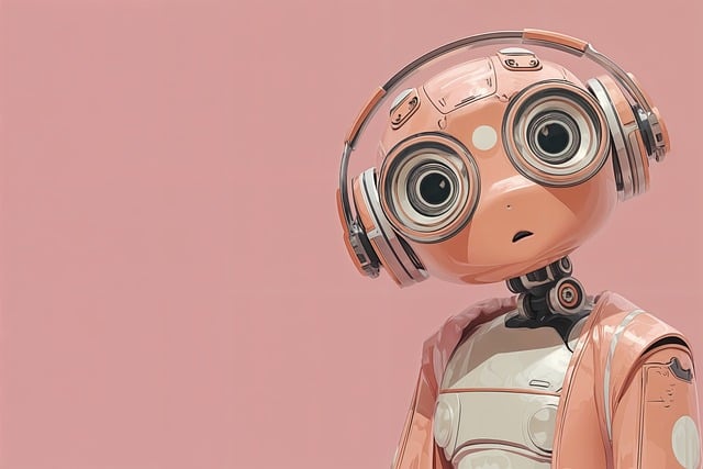 Free robot headphones large eyes illustration