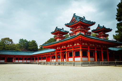 Træer, Natur, Forår, Skyer, Japan, Kyoto