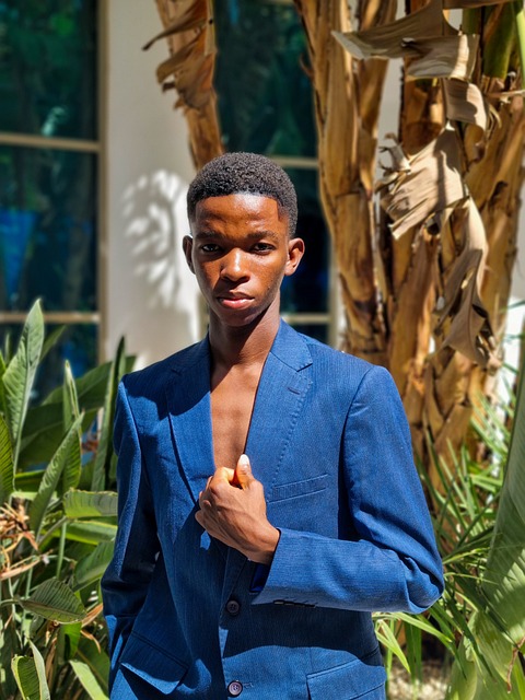 Free Black Male Model Blue Suit photo and picture