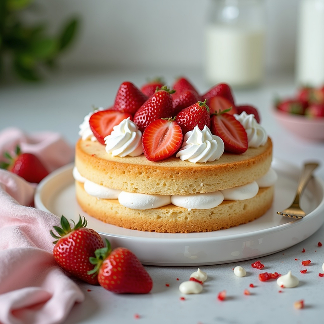 Download free HD stock image of Ai Generated Strawberrycake Free ai generated strawberrycake cake illustration