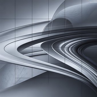 Abstrakt, Silber, Metallisch, Kurven