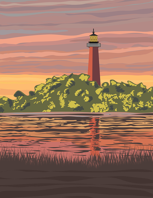 Download free HD stock image of Lighthouse Nature Free lighthouse nature landscape illustration