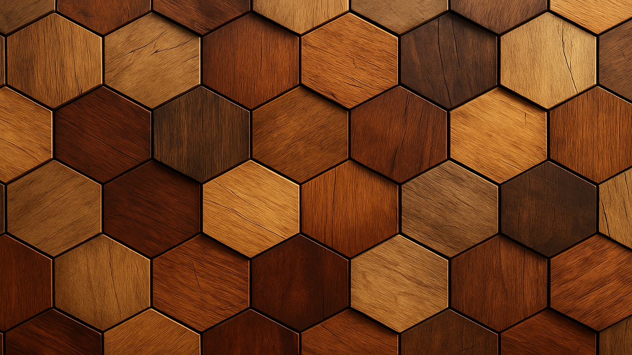 Download free HD stock image of Wood Hexagon Pattern Free wood hexagon pattern honeycomb background geometric wood tiles illustration
