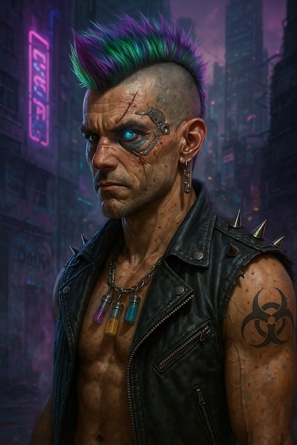 Free ai generated cyberpunk warrior illustration