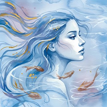 Aquarell, Frau, Natur, Textur