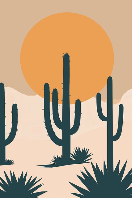 Free desert cactus sunset illustration