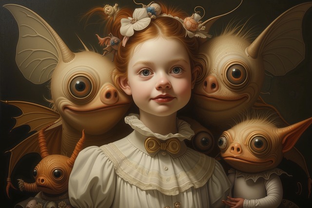 Surrealista, Retrato, Niña, Niño