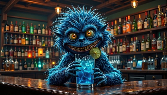 Ai Generado, Monstruo, Bar, Cóctel