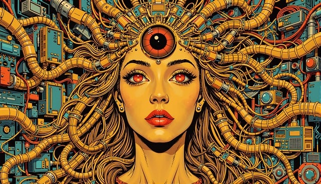 Ai Generado, Popart, Cyborg, Mujer