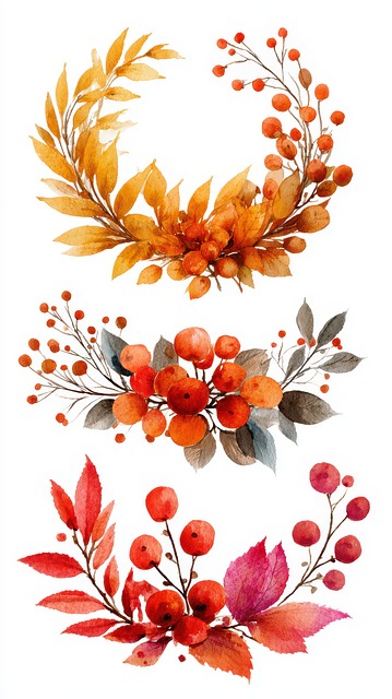 Free autumn wreath leaves illustration