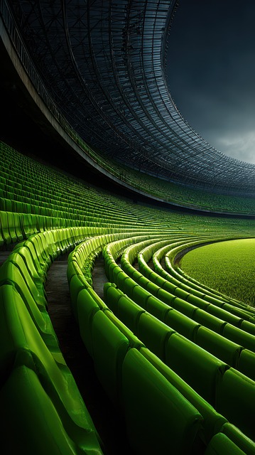 Stadion, Sitzplätze, Grün, Modern