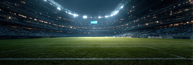 Stadion, Fußball, Feld, Lichter, Nacht
