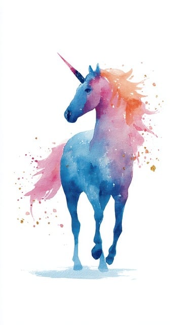 Free Unicorn Watercolor illustration and picture