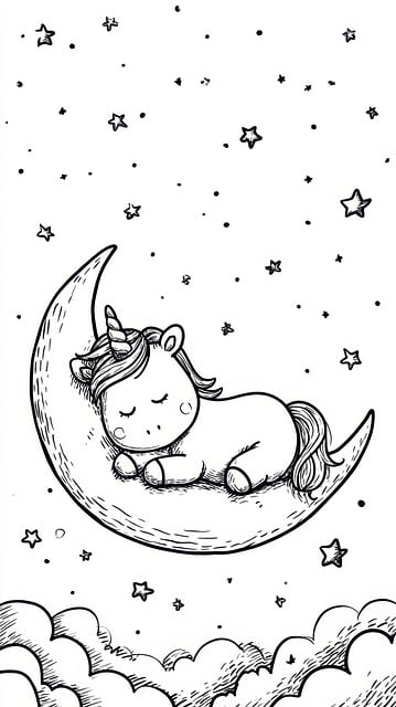 Free Unicorn Moon illustration and picture