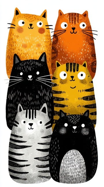 Free Cat Art Joyful Expressions illustration and picture