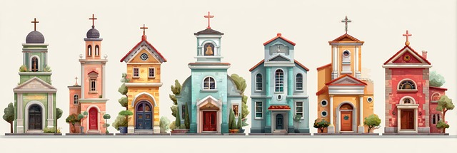 Free Small Churches Colorful Architecture illustration and picture