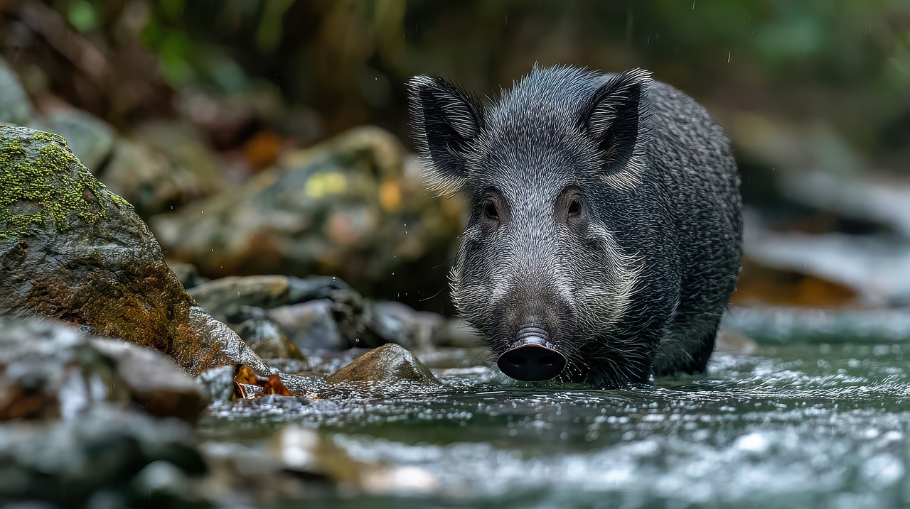 Download free HD stock image of Wild Boar Forest Free wild boar forest stream illustration