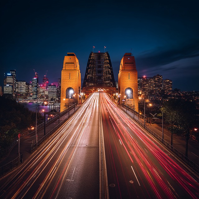 Free sydney harbour bridge night photography long exposure illustration