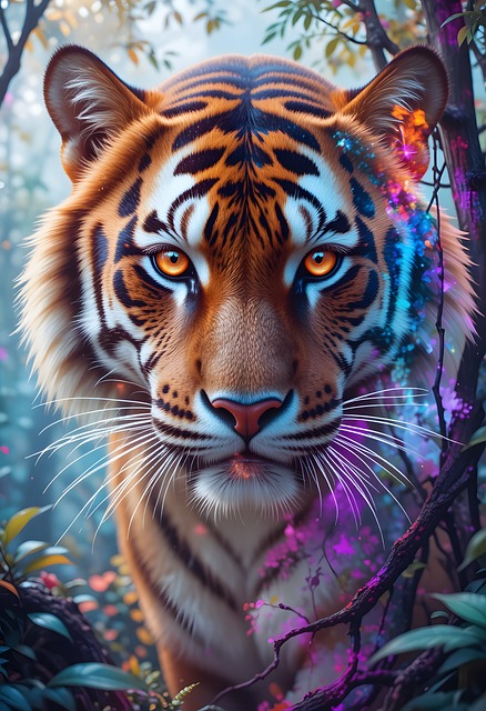 Free surreal tiger look illustration