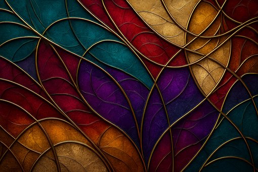 Free Stained Glass Abstract Gold Outline Art photo and picture