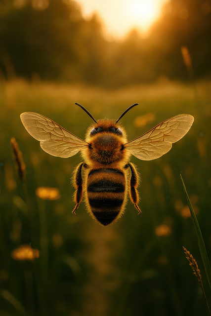 Download free HD stock image of Macro Bee Golden Hour Free macro bee golden hour nature close-up illustration