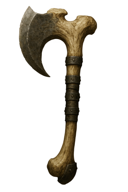 Free ai generated fantasy axe bone handle axe illustration
