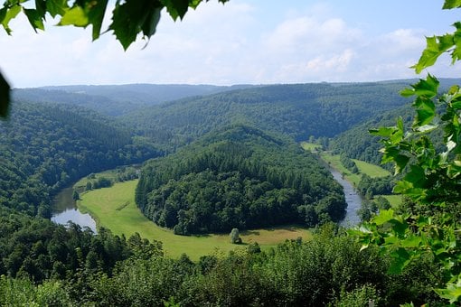 Belgia, Ardennene, Fjell, Elv, Meander