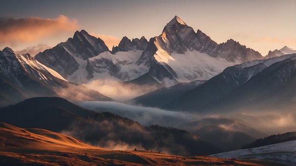 Fjell, Soloppgang, Natur, Landskap