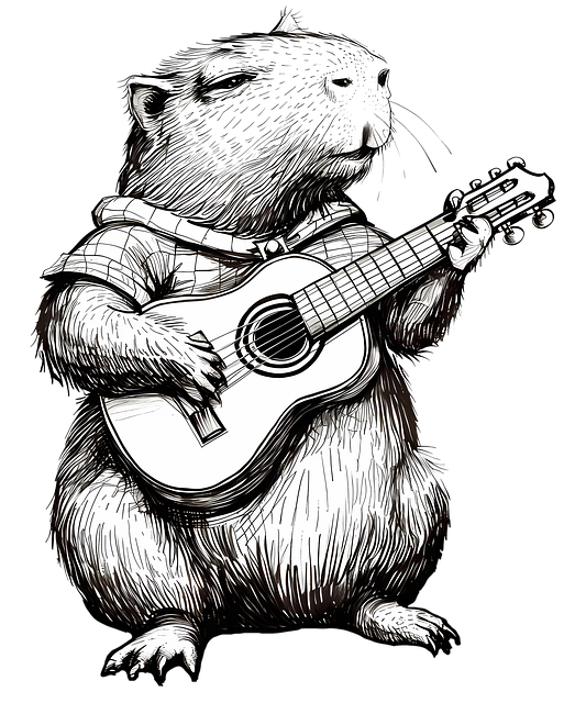 Free capybara capybara playing guitar musician illustration