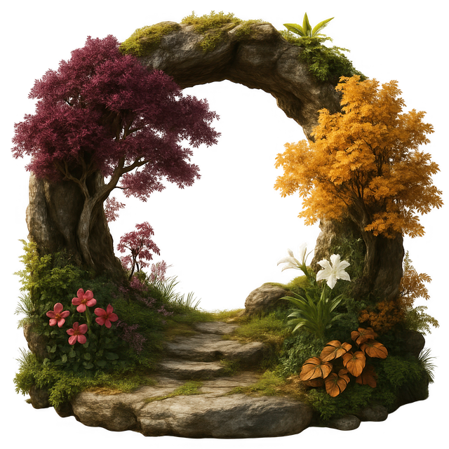 Free fantasy archway magical portal enchanted forest illustration