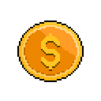 Free Pixel Art Gold Coin illustration and picture