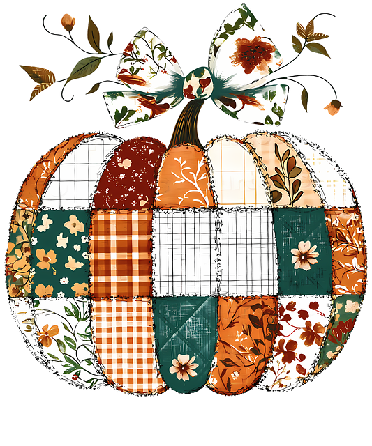Free patchwork quilt floral pumpkin quilt patchwork illustration