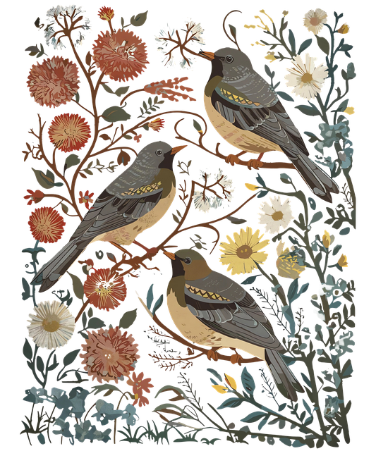 Pássaros, Floral, Natureza