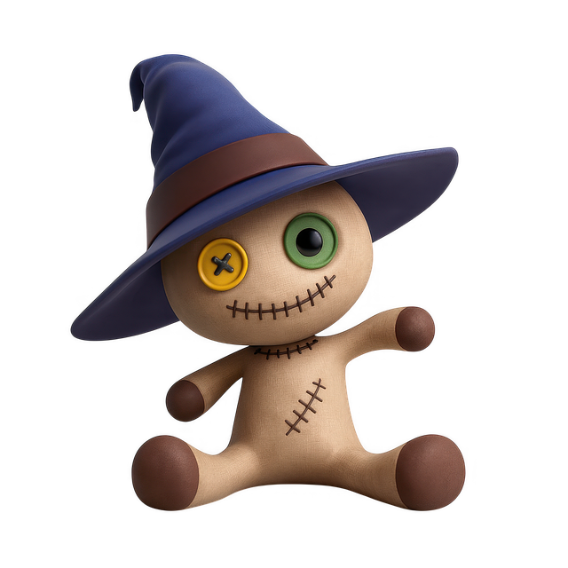 Free voodoo doll cute witch doll halloween plush illustration