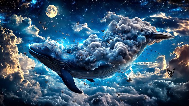 Free Flying Whale illustration and picture