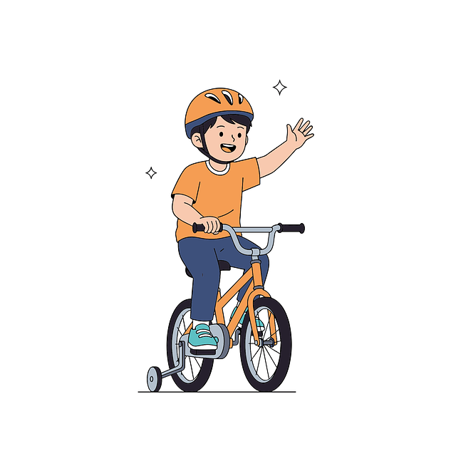 Niño, Bicicleta, Montar, Montando