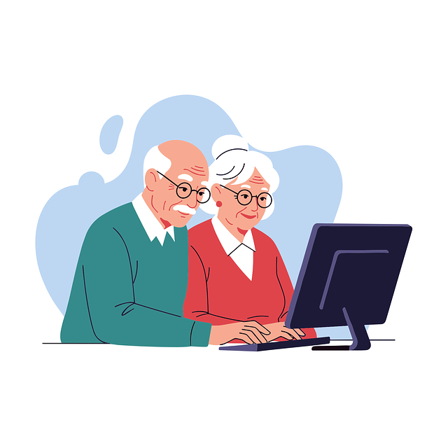 Free seniors technology computer vector