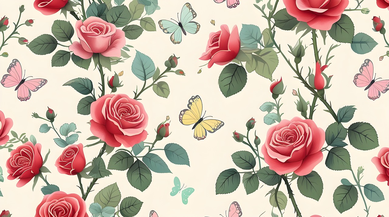 Download free HD stock image of Rose Pattern Free rose pattern nature illustration