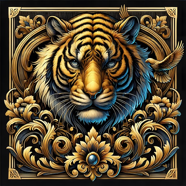 Free tiger animal fine art illustration