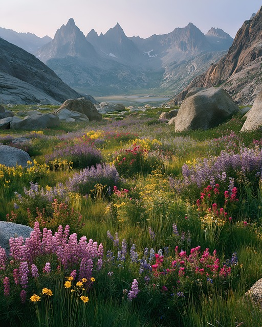 Free alpine wildflowers mountains illustration