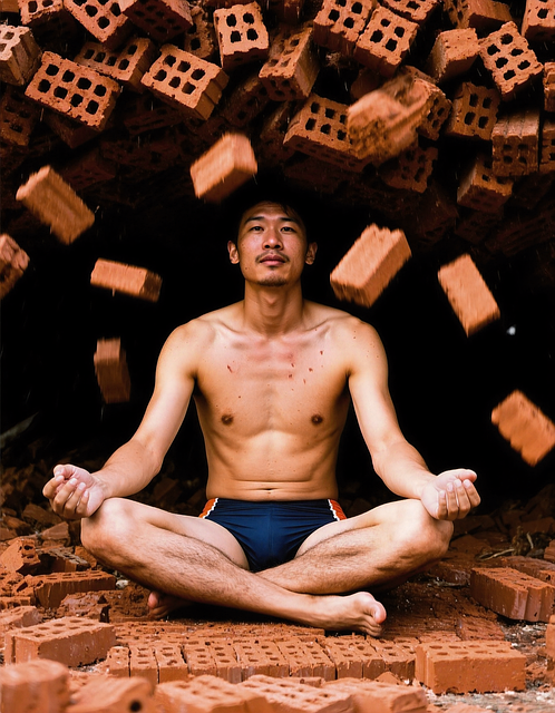 Free ai generated man bricks illustration