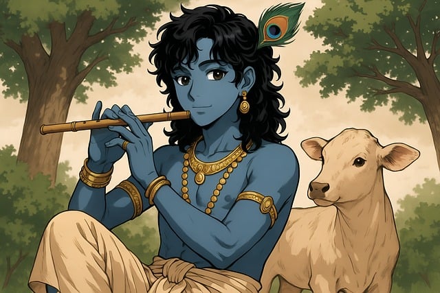 Free ai generated krishna lord krishna illustration